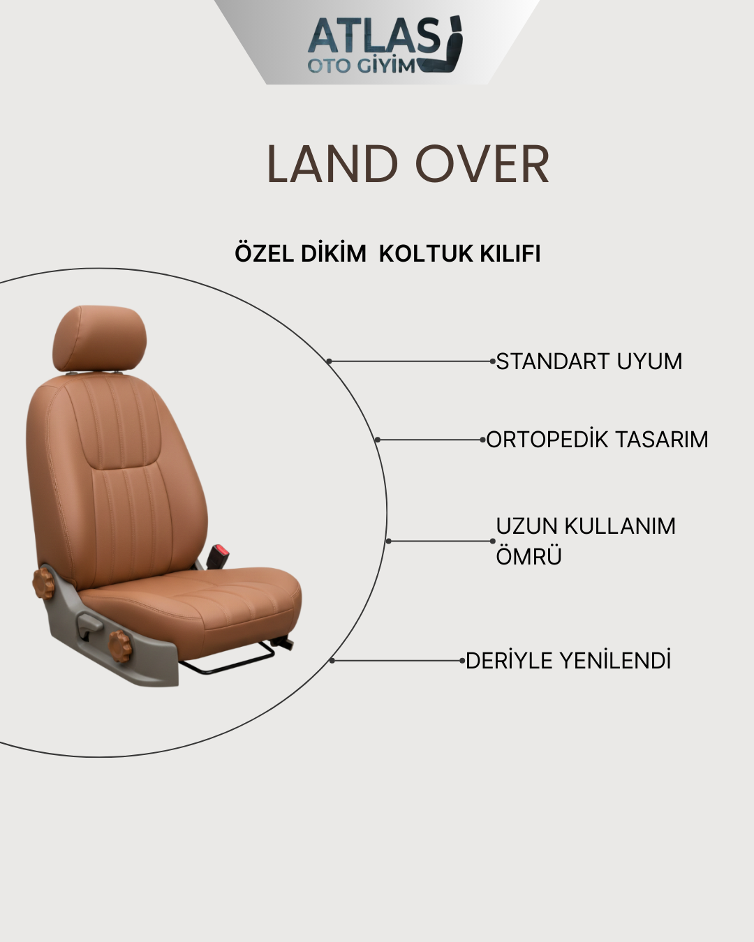 Land Rover Özel Dikim Deri Koltuk Kılıfı - Görsel 4