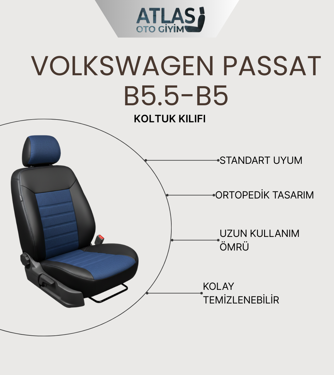 VOLKSWAGEN PASSAT B5.5-B5 ARACA ÖZEL KOLTUK KILIFI - Görsel 3